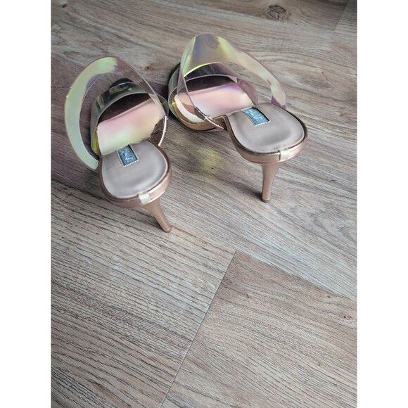 SJP Sarah Jessica Parker Iridescent PVC Mule Sandal Heels Women 8.5 EU 39 - Picture 15 of 16